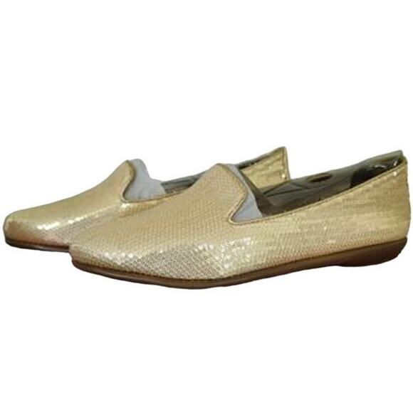 NIB Aerosoles Gold Sequin Smoking Loafers 5.5 Dressy Evening Party Costume New - Picture 4 of 16